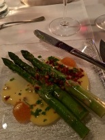 Our meal began with an appetizer of Asparagus Hollandaise -- yum!